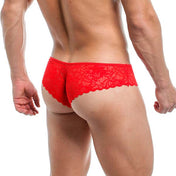 Sutien Floral - Rojo - Ropa interior masculina - boxer corto - calzoncillo - ropa encaje masculina - lenceria de encaje para hombre