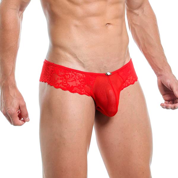 Sutien Floral - Rojo - Ropa interior masculina - boxer corto - calzoncillo - ropa encaje masculina - lenceria de encaje para hombre