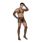 falda de malla - malla brillante - lenceria con pedreria - traje erotico - prenda sexy - guantes de malla - guantes sensuales - prenda fetichista - fantasia erotica - lenceria brillante - lenceria negra - prendas femeninas - look erotico - sexshop dominame - dominame 