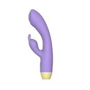 vibrador dual - punto g y clitoris - orgasmo multiple - placer extremo - silicona medica - recargable - sumergible - resistente al agua - color morado - textura interna - vibrador potente - chochis - dominame - sexshop chile 