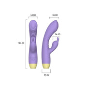 vibrador dual - punto g y clitoris - orgasmo multiple - placer extremo - silicona medica - recargable - sumergible - resistente al agua - color morado - textura interna - vibrador potente - chochis - dominame - sexshop chile 