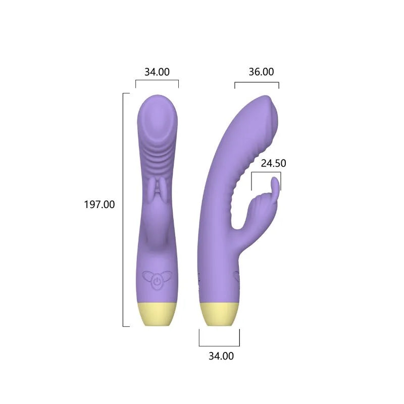 vibrador dual - punto g y clitoris - orgasmo multiple - placer extremo - silicona medica - recargable - sumergible - resistente al agua - color morado - textura interna - vibrador potente - chochis - dominame - sexshop chile 