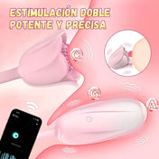 Vibrador dual Bloomia - huevo vibrador de punto g - estimulador clitorial - flor vibrante - clitoris vibrante - placer de pareja - doble orgasmo - jugute con app - aplicacion de celular - sexo a distancia - sexshop - dominame 
