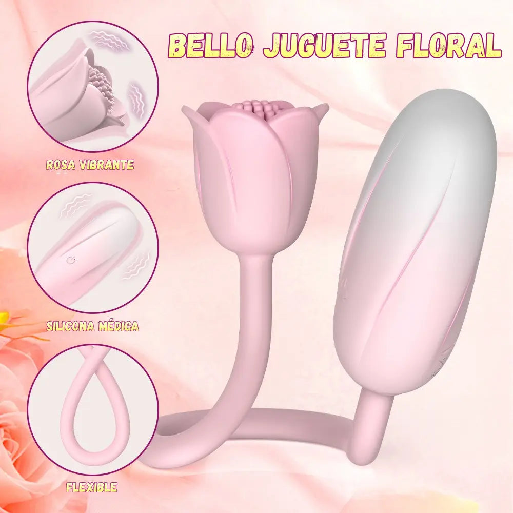 Vibrador dual Bloomia - huevo vibrador de punto g - estimulador clitorial - flor vibrante - clitoris vibrante - placer de pareja - doble orgasmo - jugute con app - aplicacion de celular - sexo a distancia - sexshop - dominame 