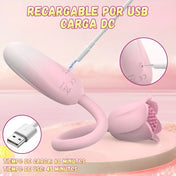Vibrador dual Bloomia - huevo vibrador de punto g - estimulador clitorial - flor vibrante - clitoris vibrante - placer de pareja - juguete recargable - squirt - vibrador femenino - resistente a salpicaduras - video llamada - estimulacion de pezones - sexshop - dominame