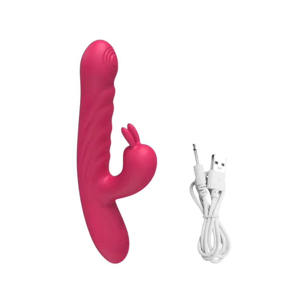 Vibrador dual - punto g - clitoris - placer doble - juguete vibrador - movimiento penetrante - juguete sexual - juguete vaginal - recargable - usb - sexshop - dominame 