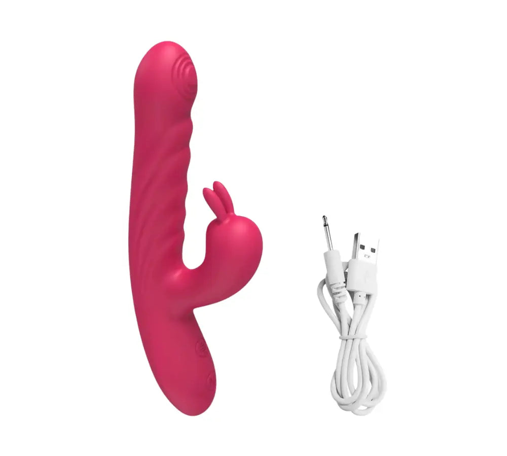 Vibrador dual - punto g - clitoris - placer doble - juguete vibrador - movimiento penetrante - juguete sexual - juguete vaginal - recargable - usb - sexshop - dominame 