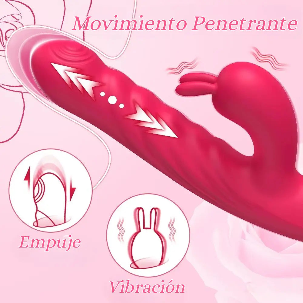 Vibrador dual - punto g - clitoris - placer doble - juguete vibrador - movimiento penetrante - juguete sexual - juguete vaginal - recargable - usb - resistente al agua - vibrador potente - texturizado - squirt - orgasmo doble - multiorgasmo - sexshop - dominame 
