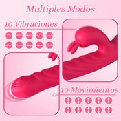 Vibrador dual - punto g - clitoris - placer doble - juguete vibrador - movimiento penetrante - juguete sexual - juguete vaginal - recargable - usb - resistente al agua - vibrador potente - texturizado - squirt - orgasmo doble - multiorgasmo - sexshop - dominame 