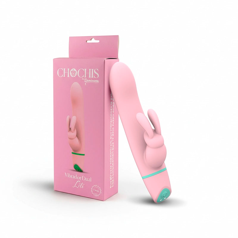 vibrador dual - estimulacion clitorial y de punto g - color rosado - recargable - chochis - dominame - sexshop - squirt - clitoris - conejito - vibrador vaginal - doble orgasmo
