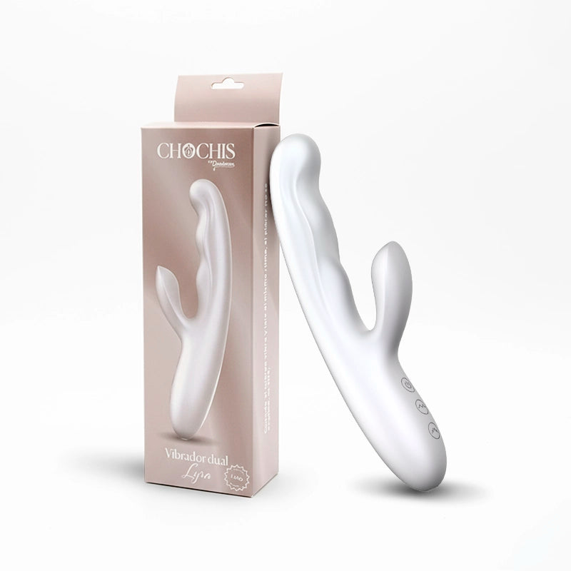 Vibrador dual - punto g - clitoris - orgasmo doble - chochis - dominame - recargable - lyra - tornasol - silicona medica - resistente al agua