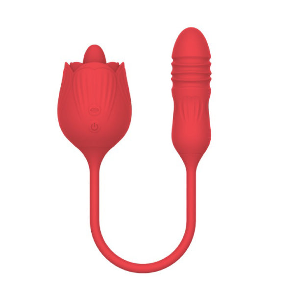 Vibrador rosa de doble extremo - lamedor y penetrador - juguetes sexuales - vibrador sexual - juguetes doble - sex shop chile - vibrador erotico - juguetes de doble estimulacion - envios discretos