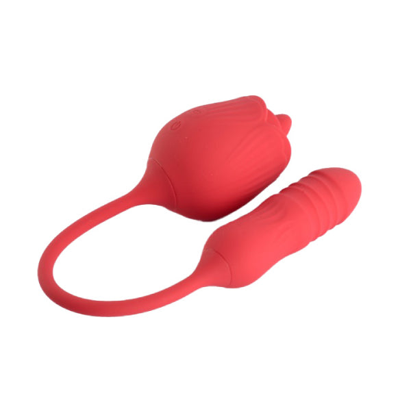 Vibrador rosa de doble extremo - lamedor y penetrador - juguetes sexuales - vibrador sexual - juguetes doble - sex shop chile - vibrador erotico - juguetes de doble estimulacion - envios discretos