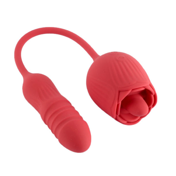 Vibrador rosa de doble extremo - lamedor y penetrador - juguetes sexuales - vibrador sexual - juguetes doble - sex shop chile - vibrador erotico - juguetes de doble estimulacion - envios discretos