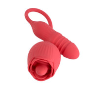 Vibrador rosa de doble extremo - lamedor y penetrador - juguetes sexuales - vibrador sexual - juguetes doble - sex shop chile - vibrador erotico - juguetes de doble estimulacion - envios discretos