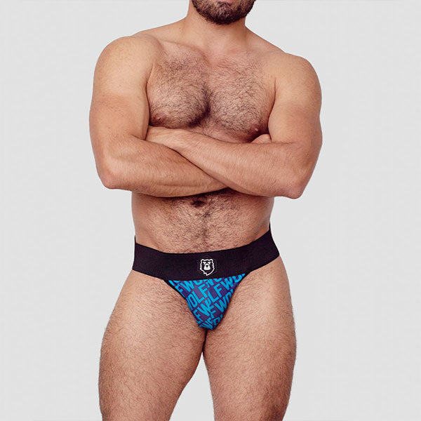 WOLF BLUE JOCK - jockstrap - suspensorio masculino-  ropa intima de hombre - ropa interior de hombre