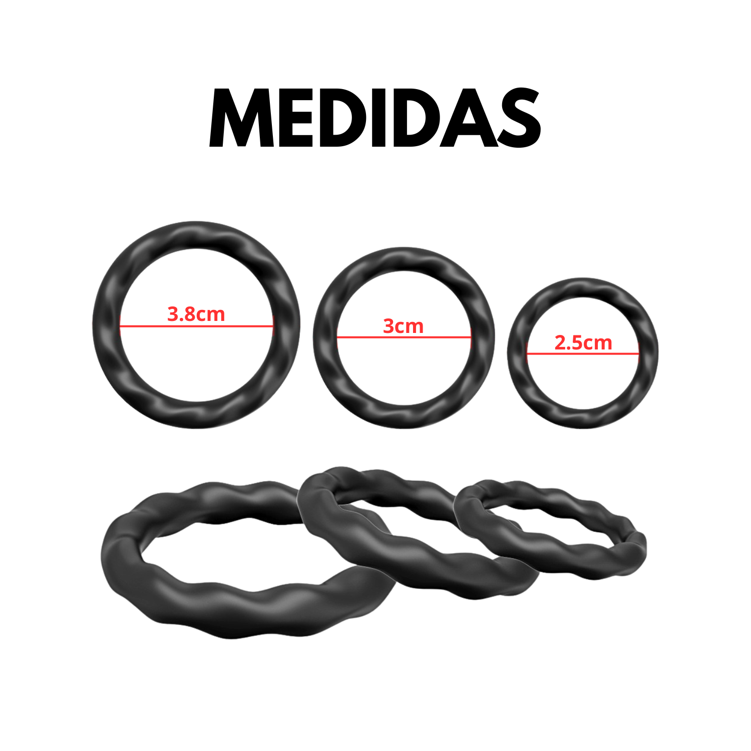 kit de anillos basicos- cockring para el pene - anillos simples - anillo negro - anillo de silicona - presion testicular - presion en el pene - mejorar la erección - potenciar la erección - mejorara el sexo - mas potencia sexual - placer intimo - placer en pareja - sexshop - dominame- santiago - chile